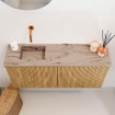 Mondiaz JOYA-DLUX 90cm toiletmeubel - kleur Oak - Wastafel FAYE positie Links Zonder kraangat kleur Arena. SW1423869