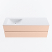 MONDIAZ VICA Ensemble meuble de salle de bains - 140cm - meuble bas rosee - 2 tiroirs - lavabo cloud gauche - sans trous de robinet - version haute 60cm - talc SW1083499