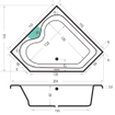 Xenz Cyprus Hoekbad - 145x145x53 - afvoer Midden - acryl - wit SW103533