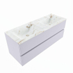 Mondiaz VICA-DLUX ensemble de meuble de salle de bain - 130cm - meuble sous-vasque cale - 2 tiroirs - lavabo encastré cloud double - sans trous de robinet - version haute de 60cm - frape SW1089014