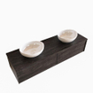 ENSEMBLE DE MEUBLE MONDIAZ LUSH - 150cm - 2 tiroirs - lavabo BARCO - 2 lavabos - 0 trou de robinet - marron foncé SW409660