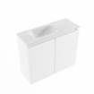 MONDIAZ TURE-DLUX Meuble de toilettes 60 cm Talc. EDEN vasque Opalo position gauche. Avec 1 trou de robinet. SW1104132