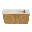 Mondiaz JOYA-DLUX 81.6cm toiletmeubel - ronding links kleur Oak - Wastafel FAYE positie Rechts 1 kraangat kleur Frappe. SW1421909