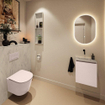 MONDIAZ TURE-DLUX meuble de toilette 40cm Rosee. EDEN lavabo Opalo position milieu. Sans trou de robinet. SW1104486