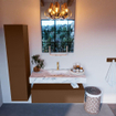 Mondiaz ALAN-DLUX Ensemble de meuble - 110cm - meuble Rust mat - 1 tiroir - Lavabo Cloud Glace suspendu - vasque Centre - 1 trou de robinet SW805820