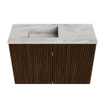 Mondiaz JOYA-DLUX 60cm toiletmeubel - kleur Walnut - Wastafel FAYE positie Links 1 kraangat kleur Glace. SW1422375