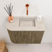 Mondiaz JOYA-DLUX Meuble de toilette 51,6cm - arrondi gauche couleur Dusk - Vasque FAYE position Droite Sans trou de robinet couleur Opalo. SW1423319