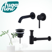 FugaFlow Eccelente Sobrado Badkamer Slim Wastafelkraanset - inbouw wastafelkraan - always open plug - verlaagde design sifon - Mat zwart - Black Friday - SW1124335