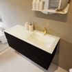 Mondiaz VICA-DLUX ensemble de meuble de salle de bain - 120cm - meuble sous-vasque urban - 2 tiroirs - lavabo encastré cloud droite - 1 trou de robinet - version haute de 60cm - opalo SW1087811