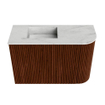 Mondiaz JOYA-DLUX 61.6cm toiletmeubel - ronding rechts kleur Ruby - Wastafel FAYE positie Links Zonder kraangat kleur Opalo. SW1423720