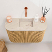 Mondiaz JOYA-DLUX 63.2cm toiletmeubel - ronding links en rechts kleur Oak - Wastafel FAYE positie Midden Zonder kraangat kleur Frappe. SW1421935