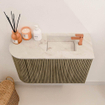 Mondiaz JOYA-DLUX Meuble de salle de bains 61,6cm - arrondi gauche couleur Dusk - Vasque FAYE position Droite 1 trou de robinet couleur Frappe SW1423100