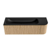 MONDIAZ KURVE 145cm Meuble salle de bain avec module 25 D - couleur Oak - 1 tiroir - 1 porte - vasque BIG LARGE gauche - 1 trou de robinet - Urban SW1138424