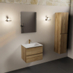 Mondiaz AIVY Ensemble de meuble - 60x45x50cm - 1 trou de robinet - 1 vasque Talc Solid surface - Centre - 2 tiroirs - avec miroir - Melamine Chai SW892418