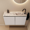 MONDIAZ TURE-DLUX Meuble toilette - 80cm - Linen - EDEN - vasque Glace - position droite - 1 trou de robinet SW1103369