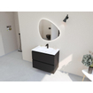 HR Infinity XXL ensemble de meubles de salle de bain 3d 80 cm 1 lavabo en céramique fin blanc mat 1 trou de robinet 2 tiroirs noir mat SW863451