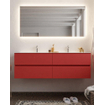 Mondiaz VICA Ensemble de meuble de salle de bain - 150cm - meuble sous-vasque fire - 4 tiroirs - lavabo cloud double - 2 trous de robinet - version XL 60cm de haut SW1090852