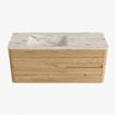 Mondiaz CIRO-DLUX Ensemble de meubles de salle de bains - 120x45x50cm - Vasque en solid surface Nata - 1 lavabo à gauche - 1 trou de robinet - 2 tiroirs - Chêne SW1531451