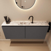 MONDIAZ TURE-DLUX Meuble toilette - 120cm - Dark Grey - EDEN - vasque Glace - position centrale - 1 trou de robinet SW1103251