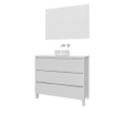 Adema Chaci PLUS Ensemble de meuble - 99.5x86x45.9cm - vasque à poser sur plan - robinets encastrables Inox - 3 tiroirs - miroir rectangulaire - Blanc mat SW1027183
