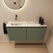 MONDIAZ TURE-DLUX Meuble de toilettes 100 cm Army. Lavabo EDEN Glace position gauche. Sans trou de robinet. SW1103163