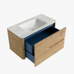 Mondiaz CIRO-DLUX Ensemble de meubles de salle de bains - 90x45x50cm - lavabo solid surface Opalo - 1 vasque au milieu - 1 trou de robinet - 2 tiroirs - Chêne SW1530985