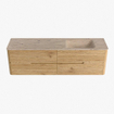 Mondiaz CIRO-DLUX Badkamermeubelset - 170x45x50cm - Solid surface wastafel Arena - 1 wasbak Rechts - 1 kraangat - 4 lades - Oak SW1531384
