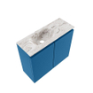 MONDIAZ TURE-DLUX Meuble toilette - 60cm - Jeans - EDEN - vasque Glace - position gauche - sans trou de robinet SW1103335