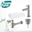 FugaFlow Eccelente Arredo Pack Lave-mains - 38x24x8cmcm - 1 trou de robinet - marbre - robinet Inox - Blanc SW1125320