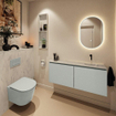 MONDIAZ TURE-DLUX Meuble WC 120 cm Greey. Lavabo EDEN Opalo position droite. Sans trou de robinet. SW1104318