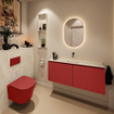 MONDIAZ TURE-DLUX Meuble toilette - 120cm - Fire - EDEN - vasque Ostra - position centrale - sans trou de robinet SW1104822