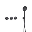 Fortifura Nebbio Ensemble combiné bain - mitigeur thermostatique - coude mural avec support de douchette - flexible de douche lisse - douchette ronde - Remplissage-vidage de baignoire - PVD gunmetal brossé SW1238084