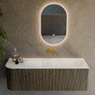 Mondiaz KURVE-DLUX Ensemble de meuble de salle de bains - 135x46x40cm - 1 tiroir - 1 porte - lavabo solid surface - droit - sans trou de robinet - Shadow SW1414050