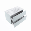 MONDIAZ VICA-DLUX Ensemble de meuble de salle de bains - 80cm - meuble bas clay - 2 tiroirs - lavabo encastré cloud centré - 1 trou de robinet - version haute 60cm - glace SW1088152