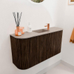 Mondiaz JOYA-DLUX 83.2cm meuble de toilette - arrondis gauche et droite couleur Noyer - Lavabo FAYE position Milieu 1 trou de robinet couleur Saba. SW1424695