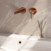 BRAUER Copper Edition Wastafelmengkraan inbouw - rechte uitloop links - hendel lang smal - inclusief inbouwdeel - model A 1 - PVD - geborsteld koper SW374462