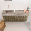 Mondiaz JOYA-DLUX 91.6cm meuble de toilette - arrondi droite couleur Dusk - Lavabo FAYE position Gauche Sans trou de robinet couleur Oza. SW1426011