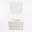 Mondiaz VICA ensemble de meuble de salle de bain - 80cm - meuble sous vasque en aggloméré - 2 tiroirs - lavabo denia milieu - 1 trou de robinet - couleur Blanc Brillant - miroir LED - version XL 60cm de haut SW1092034