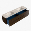 Mondiaz CIRO-DLUX Ensemble de meubles de salle de bains - 190x45x50cm - Plan vasque solid surface Nata - 2 vasques double - sans trous de robinet - 4 tiroirs - Noyer SW1530588