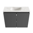 MONDIAZ TURE-DLUX Meuble toilette - 60cm - Dark Grey - EDEN - vasque Ostra - position centrale - 1 trou de robinet SW1104784