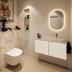 MONDIAZ TURE-DLUX Meuble toilette - 100cm - Talc - EDEN - vasque Frappe - position droite - sans trou de robinet SW1102605