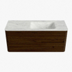 Mondiaz CIRO-DLUX Ensemble de meubles de salle de bains - 120x45x50cm - Vasque en solid surface Opalo - 1 lavabo à droite - 1 trou de robinet - 2 tiroirs - Noyer SW1530501
