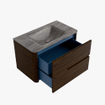 Mondiaz CIRO-DLUX Meuble de salle de bains - 80x45x50cm - Lavabo solid surface Oza - 1 vasque au centre - 1 trou de robinet - 2 tiroirs - Noyer SW1530606