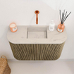 Mondiaz JOYA-DLUX Meuble de toilette 63,2 cm - arrondis gauche et droite couleur Dusk - Lavabo FAYE position Milieu Sans trou de robinet couleur Opalo SW1423359