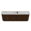 Mondiaz JOYA-DLUX 123.2cm toiletmeubel - ronding links en rechts kleur Walnut - Wastafel FAYE positie Midden Zonder kraangat kleur Glace. SW1422413