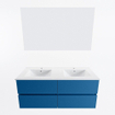 Mondiaz VICA ensemble de meuble de salle de bain - 120cm - meuble sous-vasque jeans - 4 tiroirs - lavabo denia double - 2 trous de robinet - couleur Blanc Brillant - miroir LED - version XL 60cm de haut SW1091932