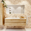 MONDIAZ VICA 150cm badmeubel onderkast Washed Oak 2 lades. Wastafel CLOUD midden 1 kraangat, kleur Talc. SW1381826