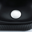 QeramiQ Fuente Ensemble de Lavabo - 40x21.5x12cm - strié - demi-rond - céramique - ensemble de robinet en acier inoxydable brossé - bouchon de vidange - siphon réduit - noir mat SW1233104
