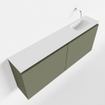 MONDIAZ TURE Kit lave-mains - 120x23x50cm - 0 trou de robinet - 2 portes - armée mate - Lavabo à droite - Solid Surface Blanc SW475028