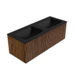 MONDIAZ KURVE 120cm Meuble salle de bain - couleur Walnut - 1 tiroir - vasque CLOUD double - 2 trous de robinet - Urban SW1138489